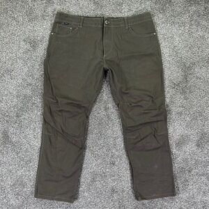 Kuhl Free Rydr Pants Mens 42x30 Tapered Fit Articulated Knee Brown Olive Outdoor